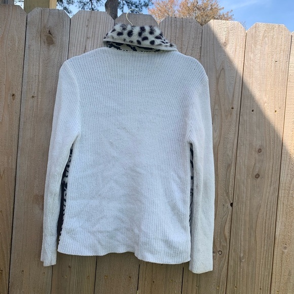 Lisa International Cream Spots Faux Fur Suede Sweater Jacket Sz small zebra‎ - Picture 7 of 10